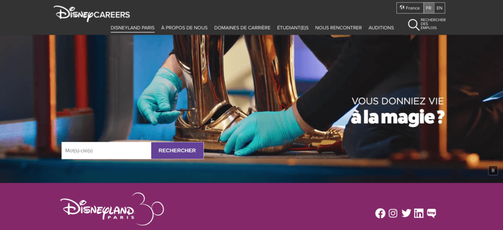 Disney, one of the most original career pages